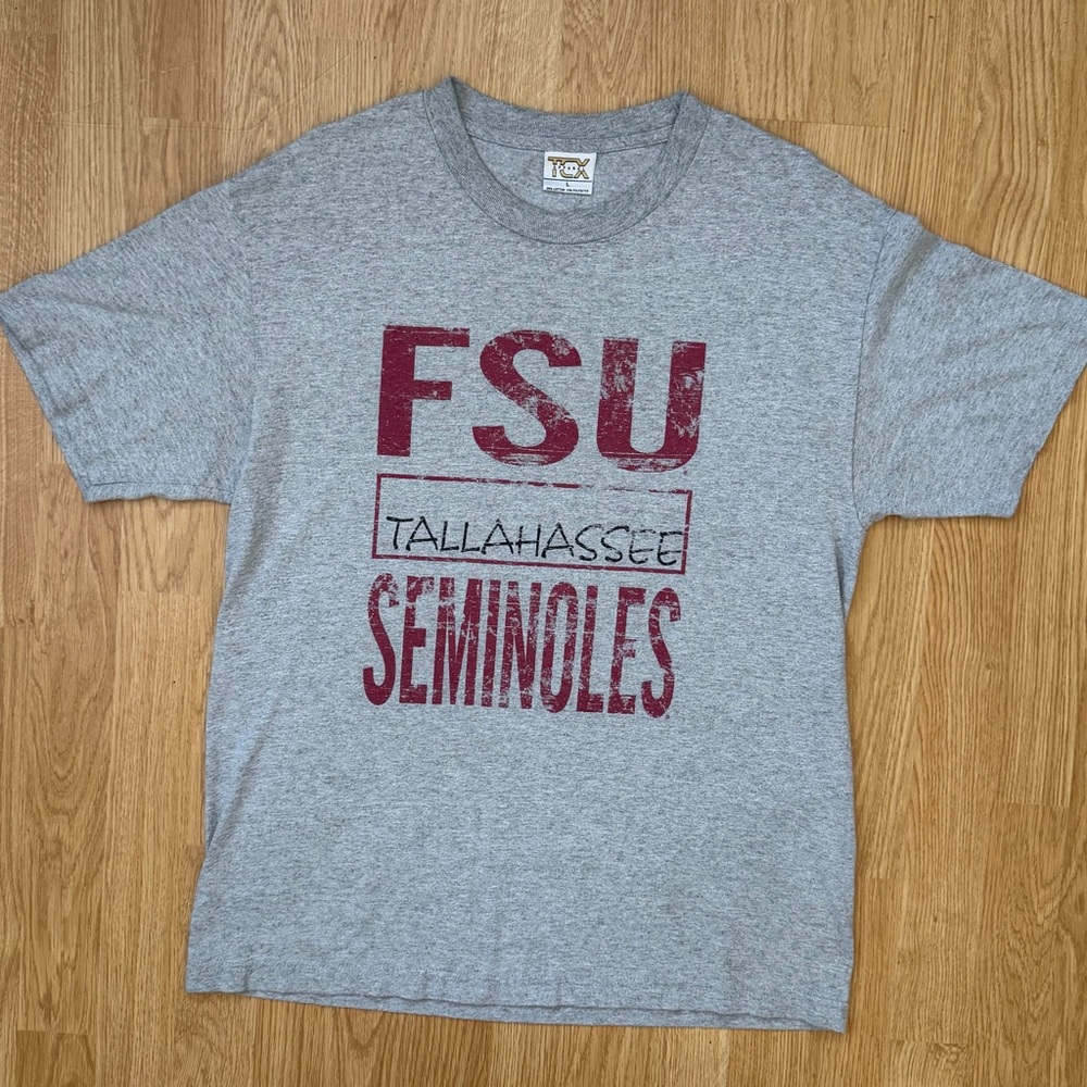 Florida State Seminoles FSU Tallahassee T-Shirt Men’s Large Grey Distressed Tee